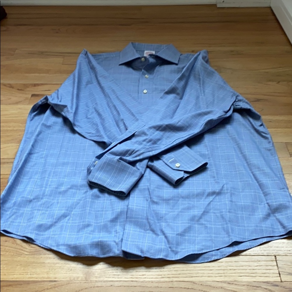 Blue and white checkered dress shirt.
